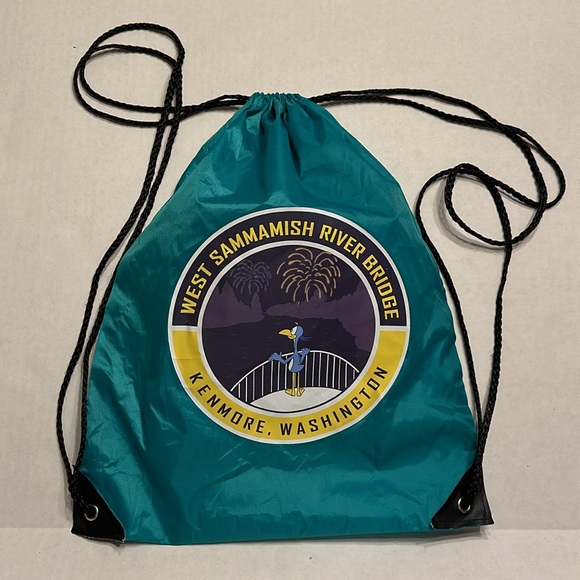 West Sammamish River Bridge Drawstring Nylon Bag Kenmore Washington 17 x 13 1/2 - Picture 3 of 6